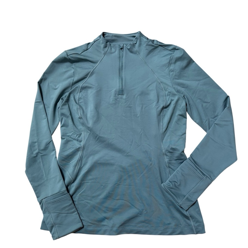 Athleta Teal Long-Sleeve Half-Zip Performance Top